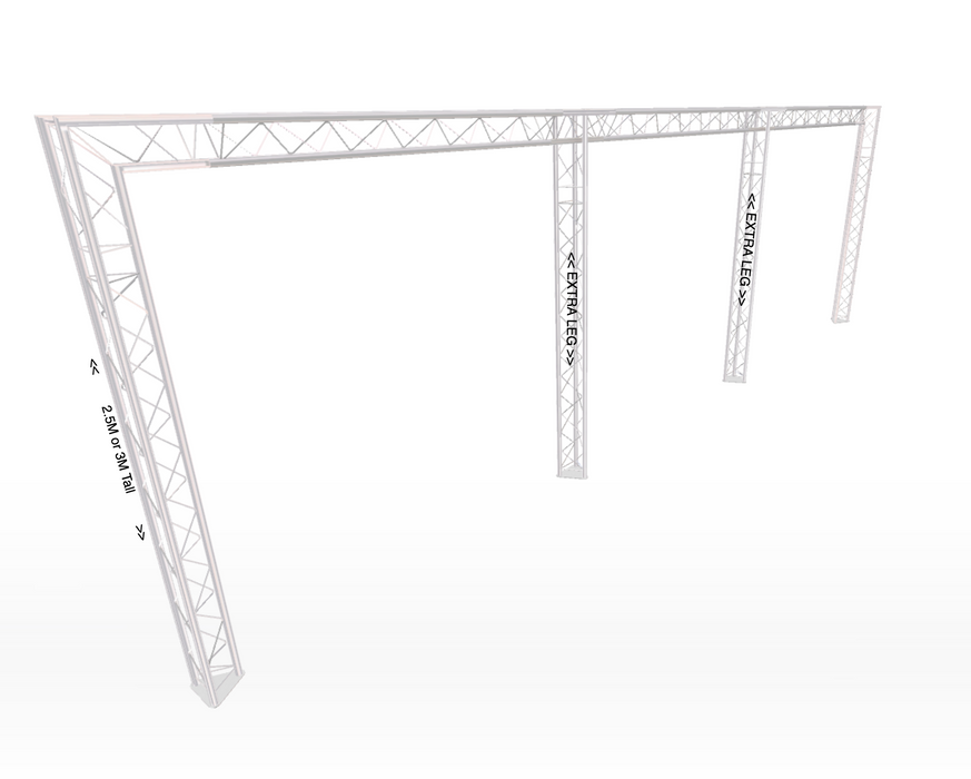 Arch Style Modular Truss Stand 10M wide | 2.5M Tall | With Extra Legs (X3)