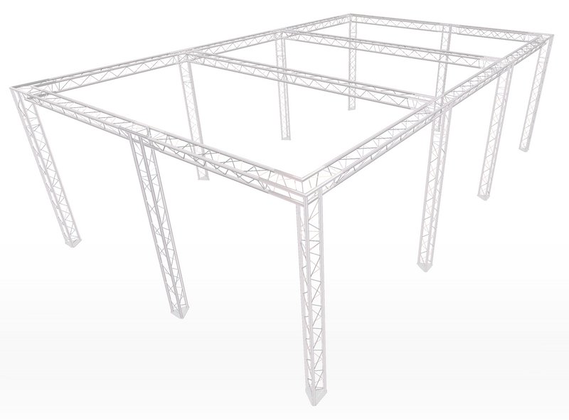 Full Perimeter Style Modular Truss Stand 4M wide X 8M deep | 2.5M Tall | With Extra Legs (X6) | With Cross beams