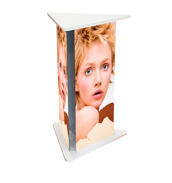 Branded trangular display plinth