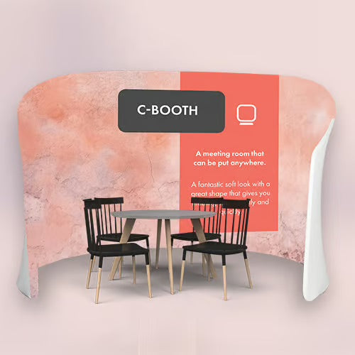 Curved Stretch Fabric Meeting Pod (Including Printed Graphic)