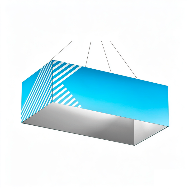 Branded suspended hanging stretch fabric display