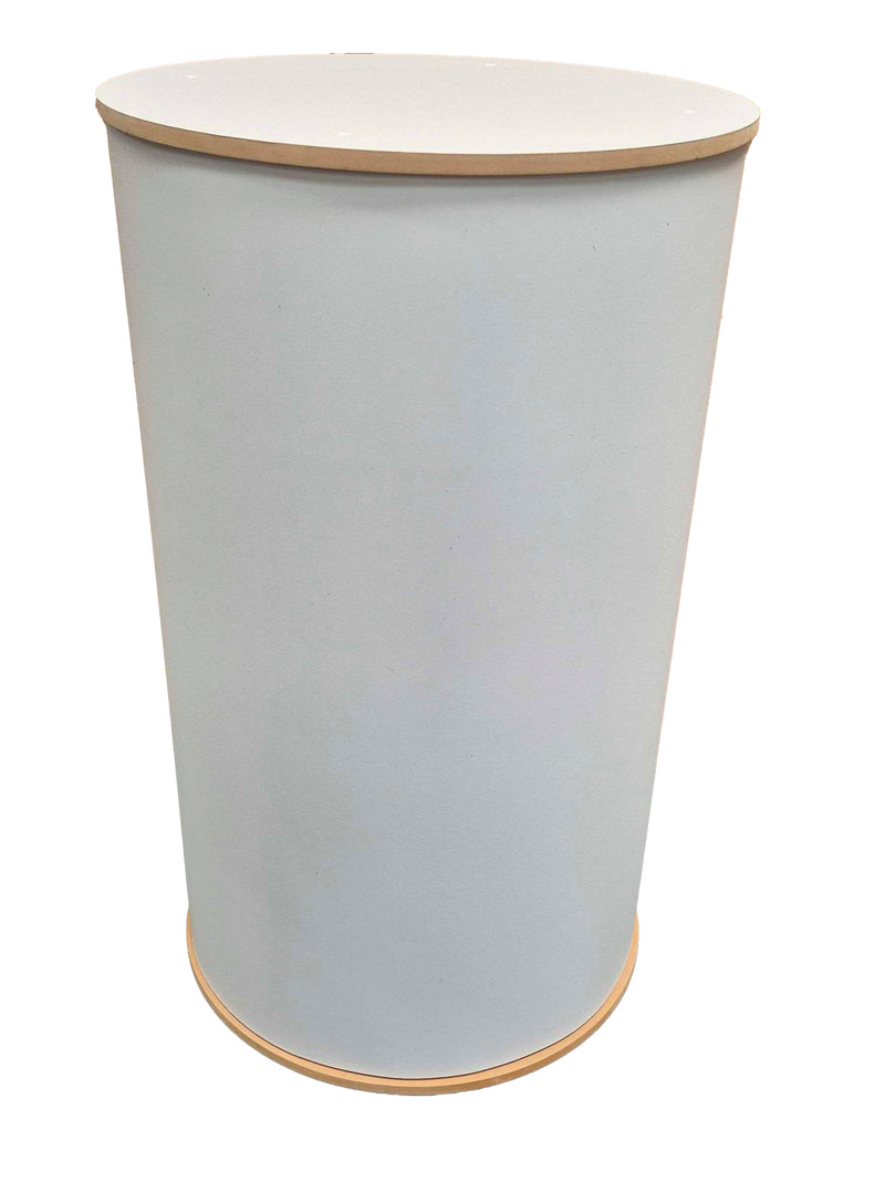 Round graphic branded display plinth, various widths and heights