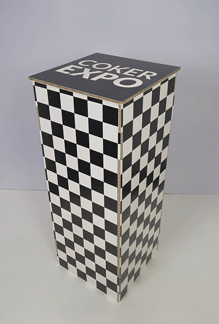 Branded cardboard plinth flat pack