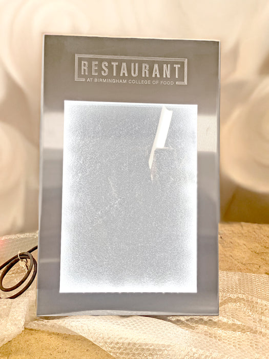 Brushed Stainless Steel Menu Case with LED Light
