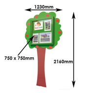 tree shaped notice board dimensions