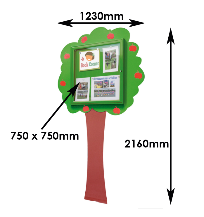 tree shaped notice board dimensions