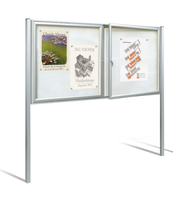 Double exterior lockable notice board case