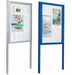 Blue and silver portrait notice boards