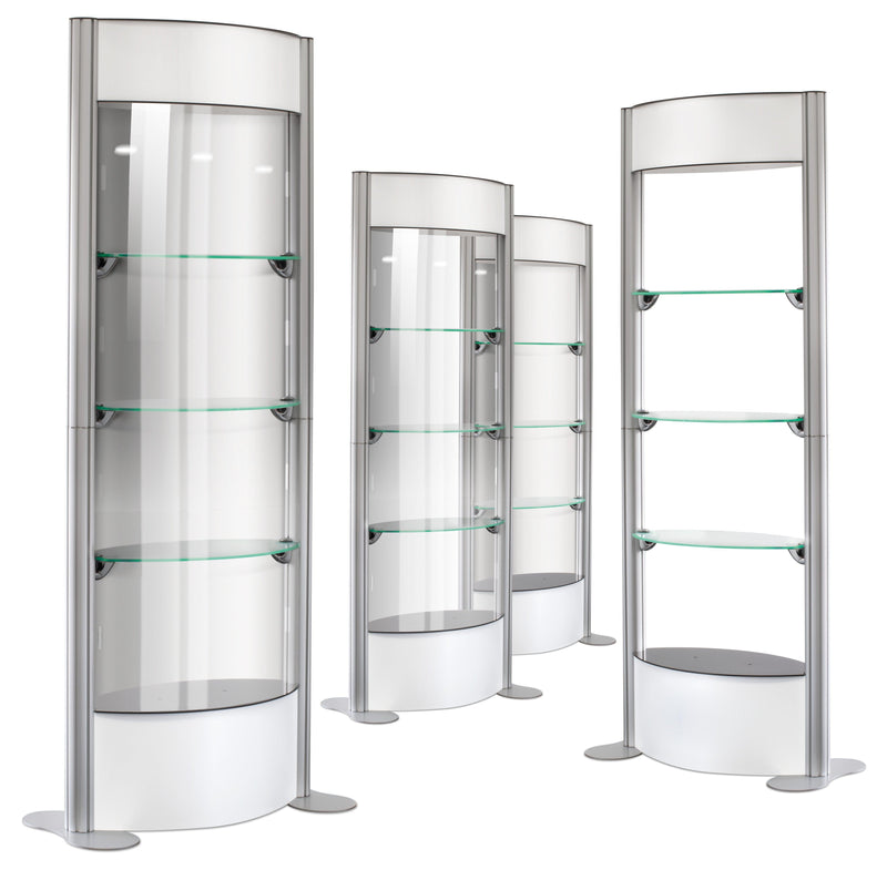 group of portable display showcases