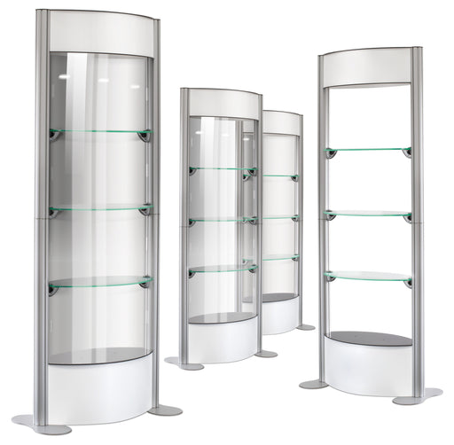 group of portable display showcases
