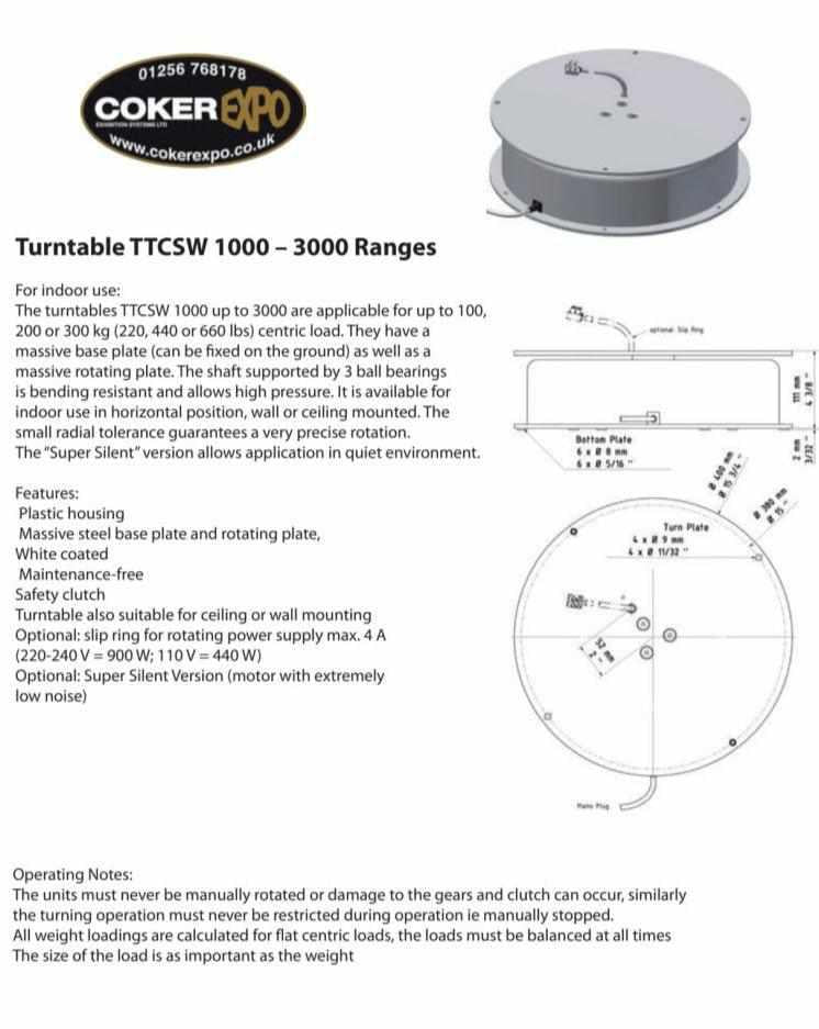 Mains Powered Display Turntable (TTCSW3000) 300kg Load Capacity